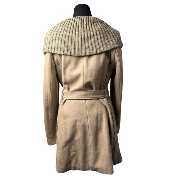 Anthropologie Elevenses Women's SZ M Judith Shawl Camel Wool Blend Belted Coat - Picture 4 of 13